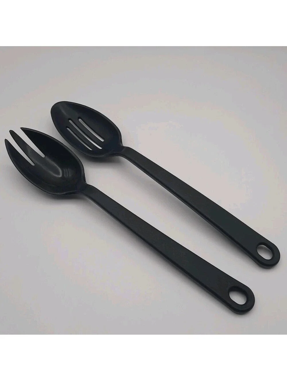 Vtg Tailor Made Products Black  Slotted Serving Spoon Set Of 2 Spork